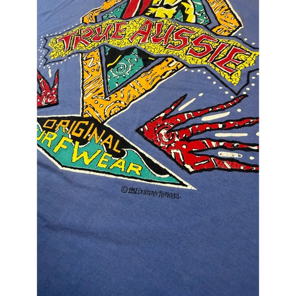 VTG 1992 True Aussie Original Surfwear Tank Top Blue Graphic Print Surfer Vibe - Picture 2 of 14